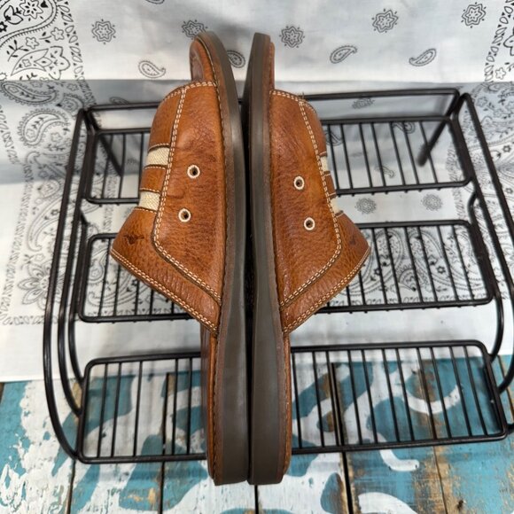 Tommy Bahama Anchors Away Leather Slide/Sandals Mens size 8M Tan EUC main image 4